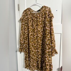 Who What Wear Floral Midi Dress - Brown and Pink